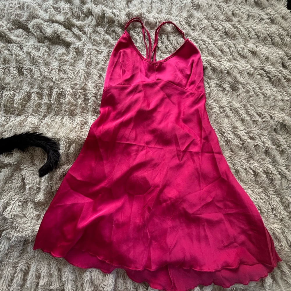 Vibrant Pink Satin Slip Dress